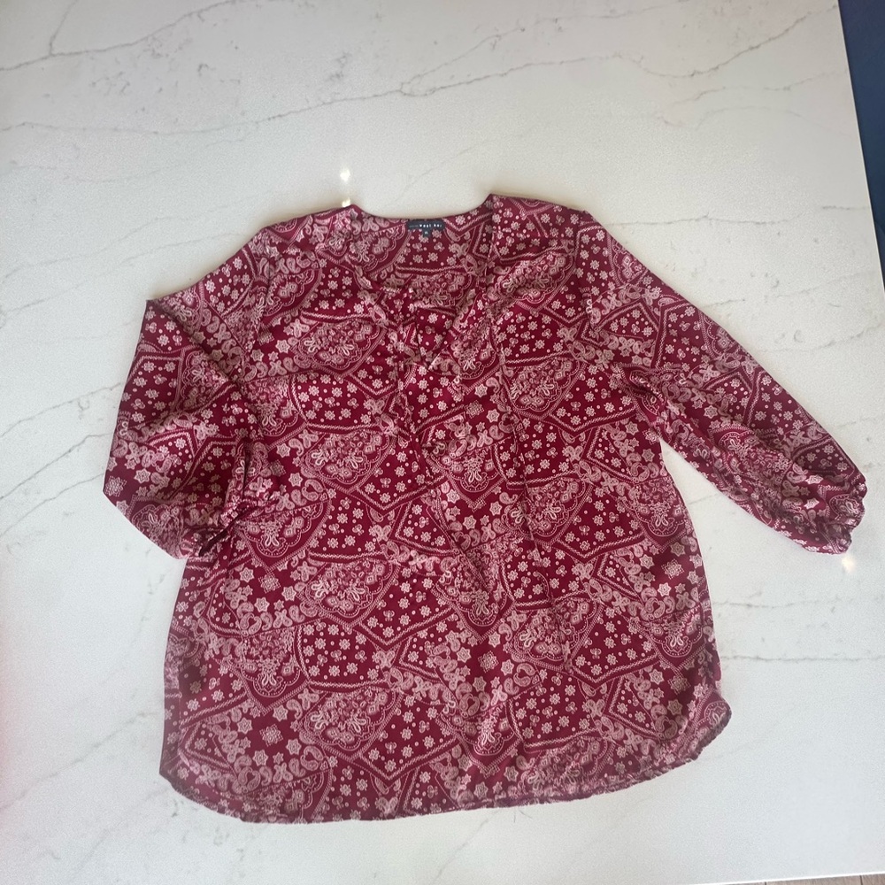 West Kei 3/4 Sleeve Blouse with Mandarin Collar